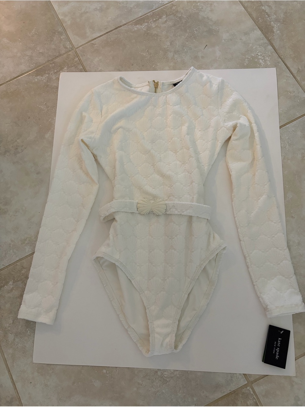 Kate Spade White Quilted Long-Sleeve Women’s Size XS One-Piece